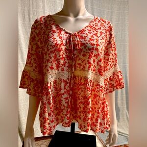 NWT Maurices Floral Red Women's Top